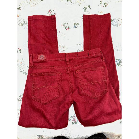 RED ENGINE ORIGINAL VINTAGE DENIM CURRANT DARK RED SUBTLE PATTERN JEANS 29 Y2K - Picture 4 of 8